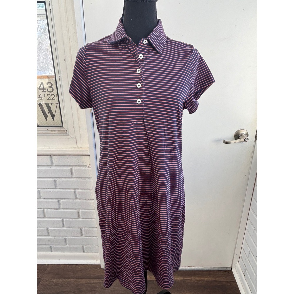 RENWICK‎ Striped Pima Cotton Polo Dress Medium resortwear coastal preppy golf
